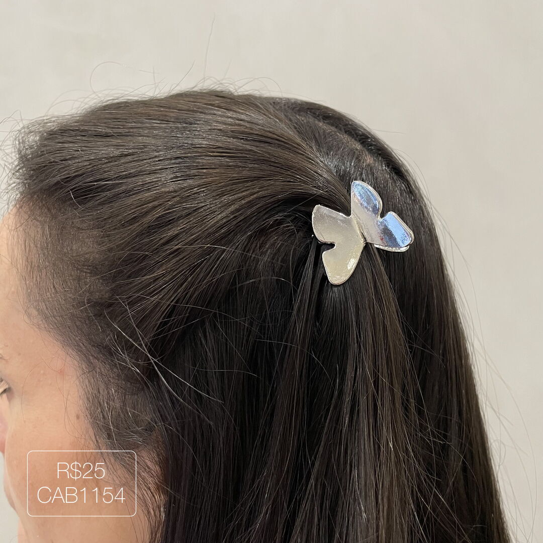 Hair Clip Mini Borboleta Lisa Prateado